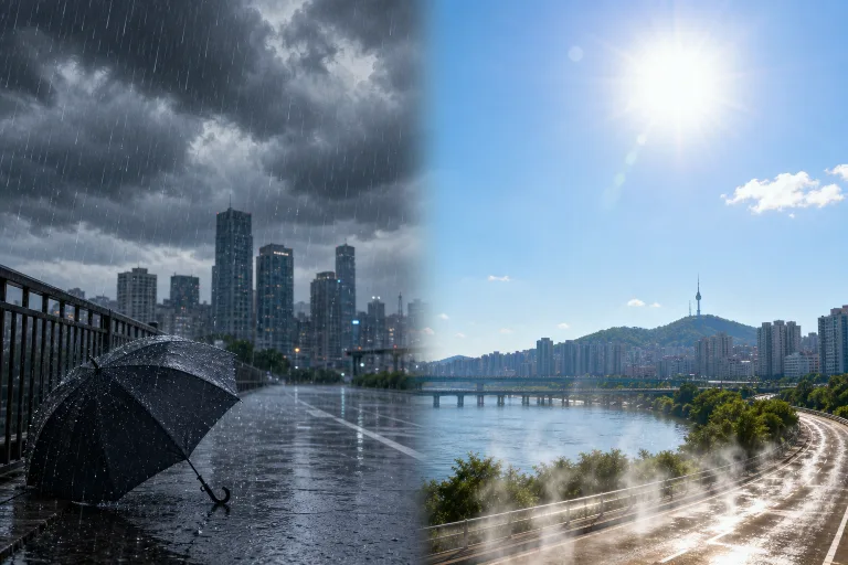 오늘 날씨, 중부는 폭우·남부는 폭염… 우산이랑 선크림 둘 다 챙겨요 ☔🌞